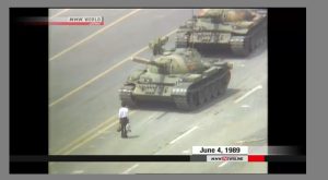 Hong Kong Think Tank Cancels Tiananmen Square Survey Report; Photo from NHK TV screan capture