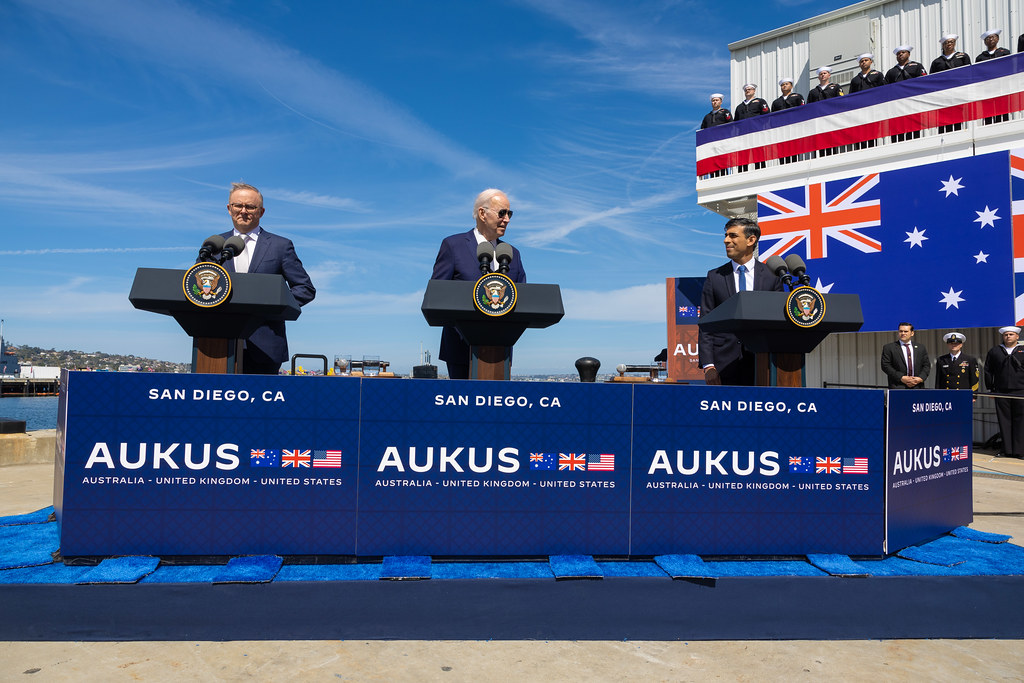 The UK, Australian and US leaders hold a press conference, Picture by Simon Walker No 10 Downing Street